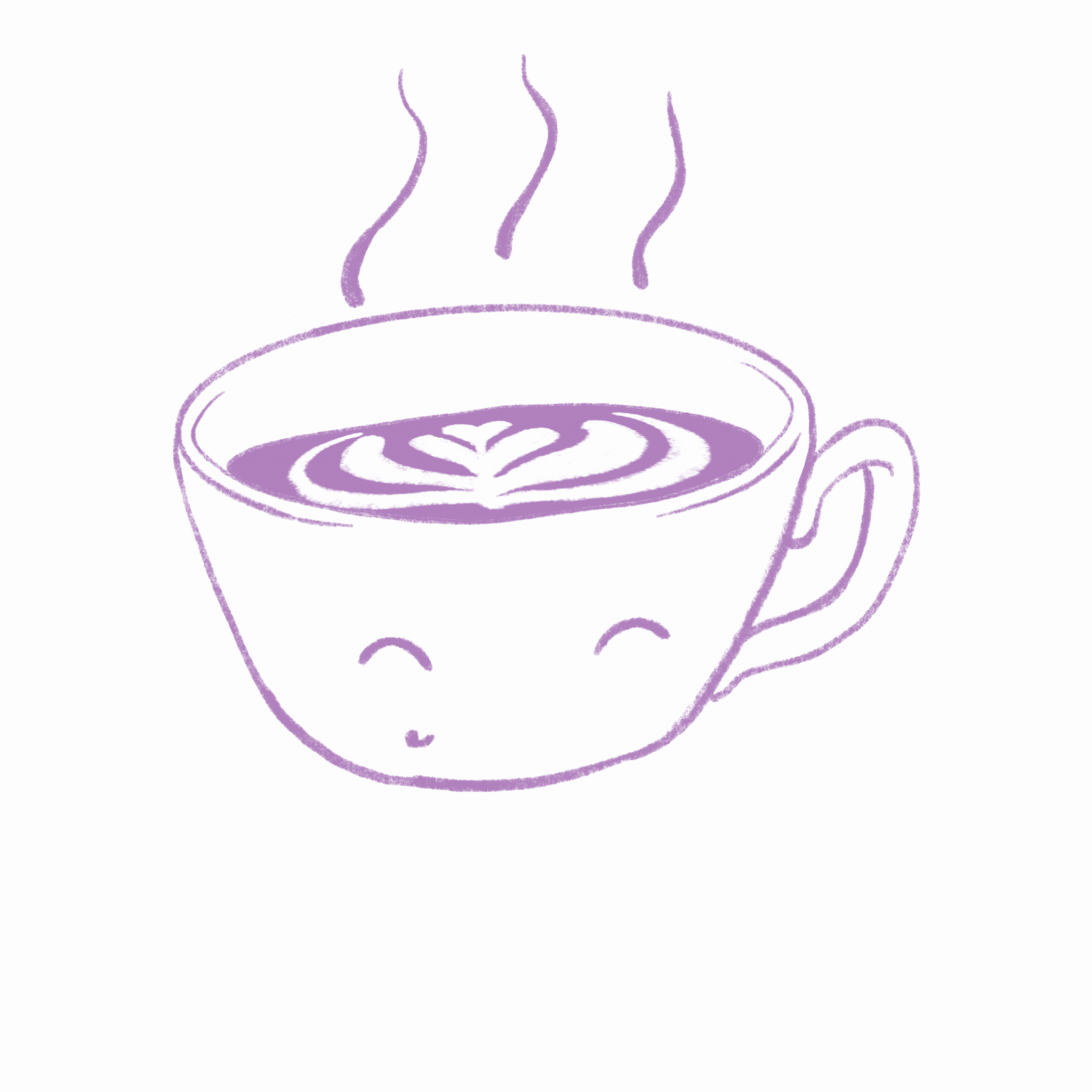animated smiling coffee mug with coffee disappearing